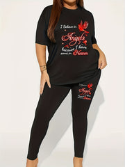Cartoon Figure Tee & Leggings Set