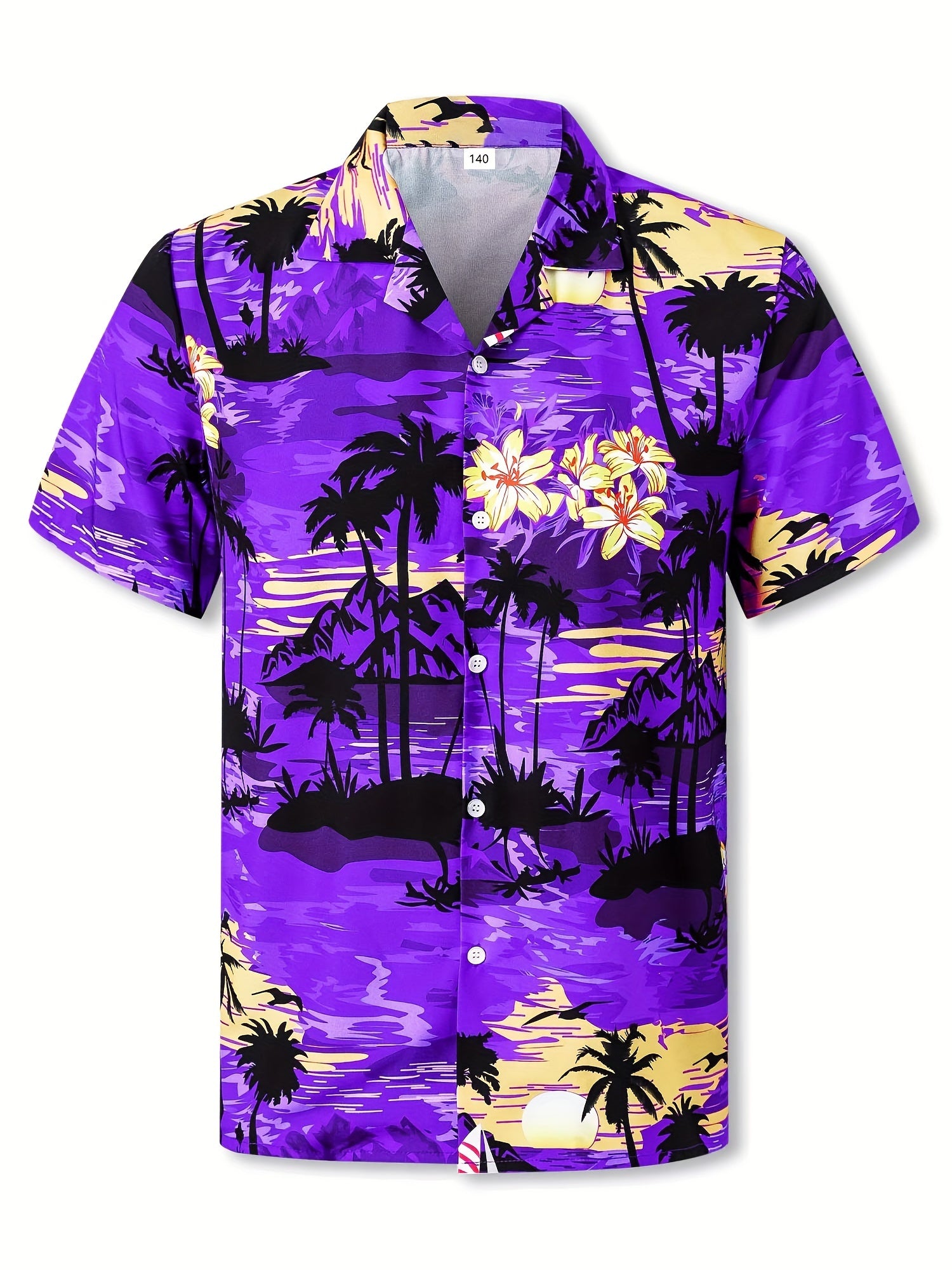 Hawaii Coconut Tree Graphic Print Boys Cotton Top Shirt