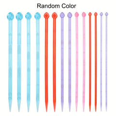 14pcs 4mm 10mm Single Pointed Knitting Needles Set Long Straight