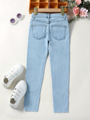 Girls Skinny Denim Trousers Casual Jeans For Kids