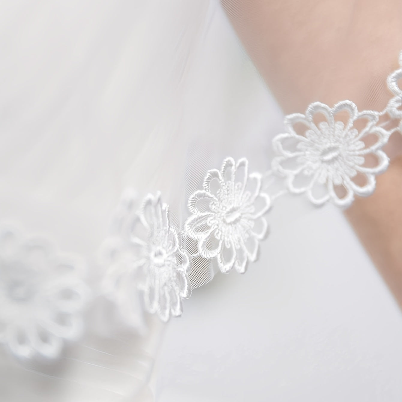 Lace Flower Embroidery Shawl Beige Mesh Wrap Bridal Wedding Shrug