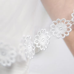 Lace Flower Embroidery Shawl Beige Mesh Wrap Bridal Wedding Shrug