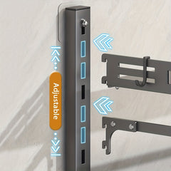 Adjustable Kitchen Shelf Wall Mounted Storage Rack with Towel Bar