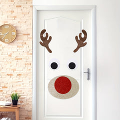 Christmas Door Stickers Felt Cloth Wall Elk Head Shape Decor