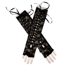 Lace Long Gloves Bandage Half Finger Arm Evening Party Y2K Punk