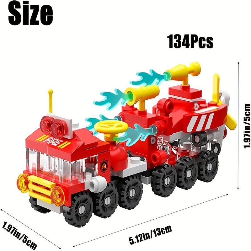 6 in 1 Fire Truck Building Blocks Set Educational Toy for Boys & Girls