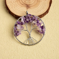 Natural Crystal Tree Of Life Pendant Necklace Jewelry Accessory