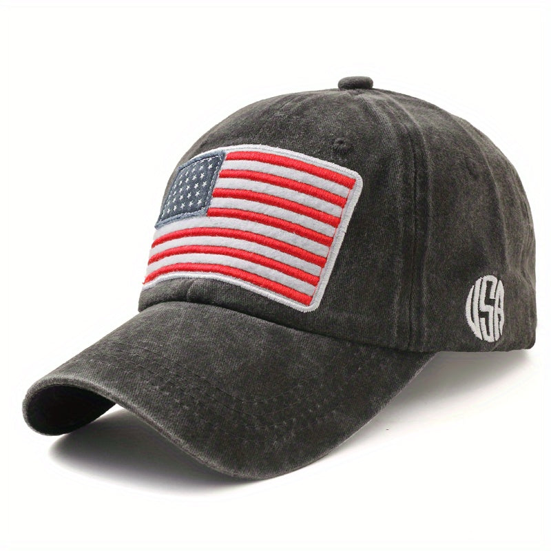 Vintage Flag Embroidered Cotton Baseball Cap