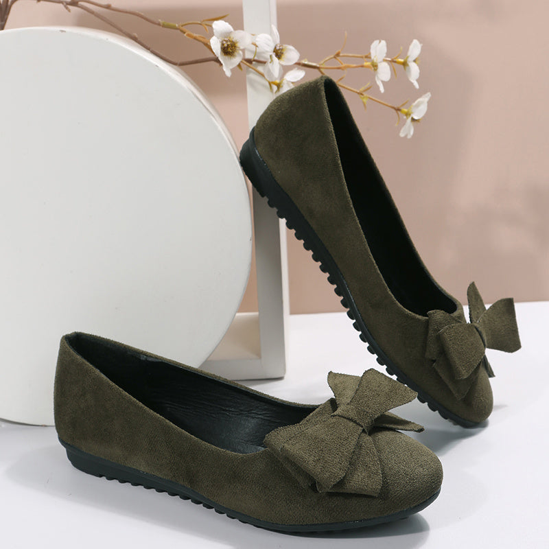 Women's Closed Toe Bow Decor Ballet Flats
