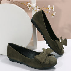 Women's Closed Toe Bow Decor Ballet Flats