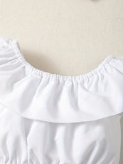 3pcs Baby Girl Dress Suit Off Shoulder Tops & Skirt & Headband Summer Outfits