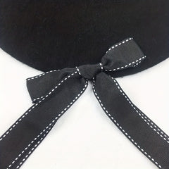 Ribbon Bowknot Decor Beret Cap Lightweight Painter Warm Beret
