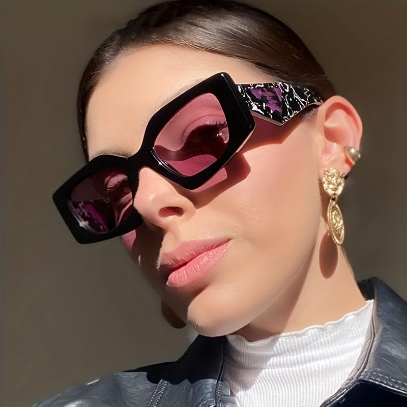 Oversized Jelly Frame Sunglasses Gradient Lens Tortoiseshell Decor Glasses UV400