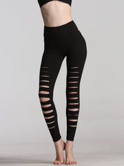 Women's Cutout Ripped Yoga Leggings High Waist Fitness Workouts