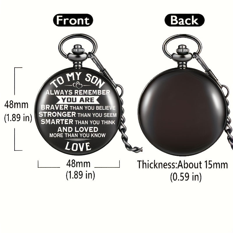 To My Son Quartz Pocket Watch With Thick Chain
