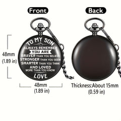 To My Son Quartz Pocket Watch With Thick Chain