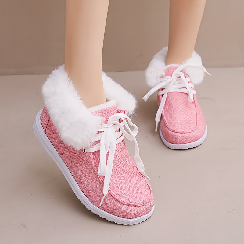 Faux Fur Fleece Lined Snow Shoes Lightweight Winter Boat Shoes