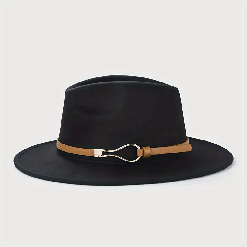 Wide Brim Leather Belt Hat British Style Sun Hat