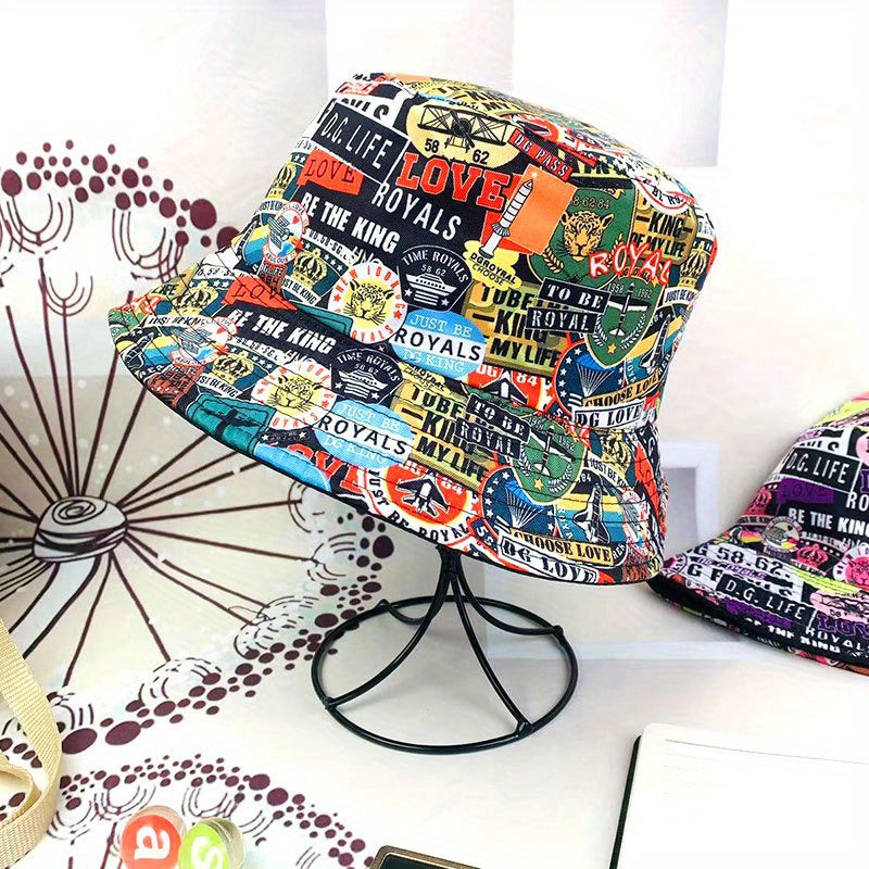 Graffiti Bucket Hat Men's Women's Double-sided Foldable Sun Hat