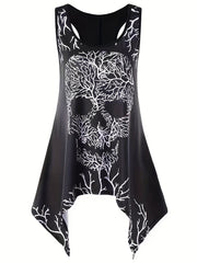 Skull Print Tank Top Sleeveless Crew Neck Casual Summer Women's Clothing