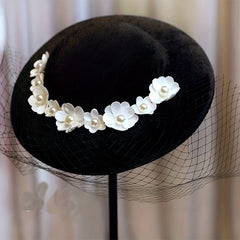 Vintage Fedora Cap French Veil Flower Hat Bridal Headwear