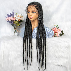 Full Lace Braided Wigs for Women Jumbo Box Braids Lace Front Wig with Baby Hair