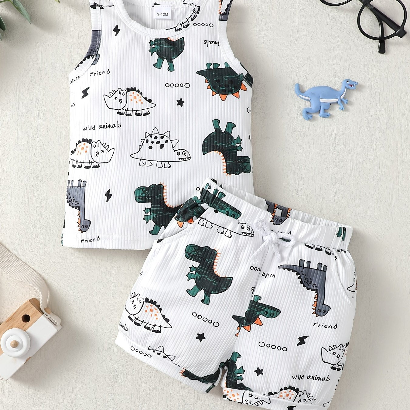 Baby Boys Dinosaur Pattern Vest Tops & Shorts