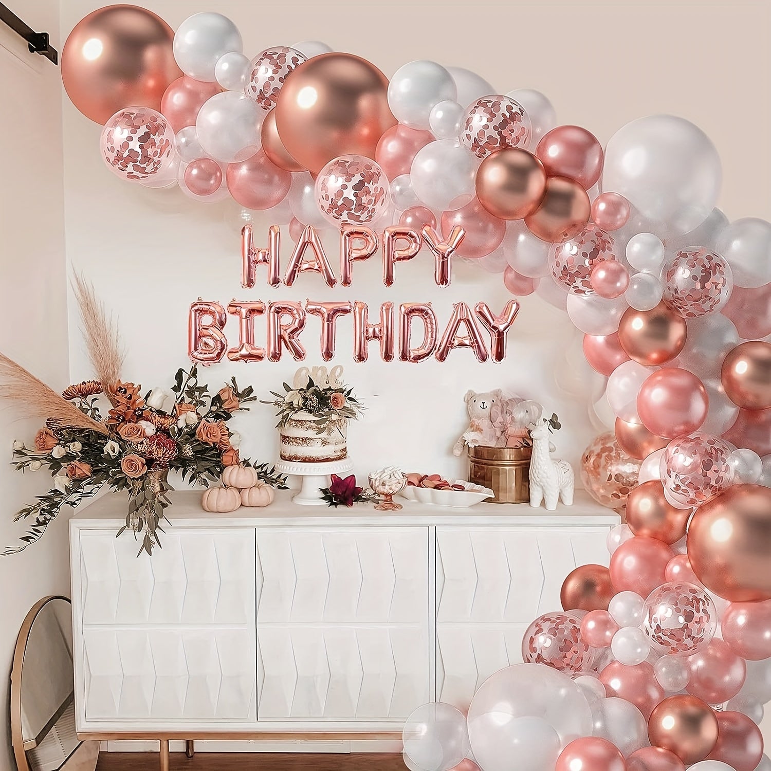 Rose Golden Balloon Garland Decoration Set for Women