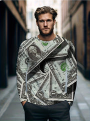 Dollar Print Men's Long Sleeve T-shirt for Autumn