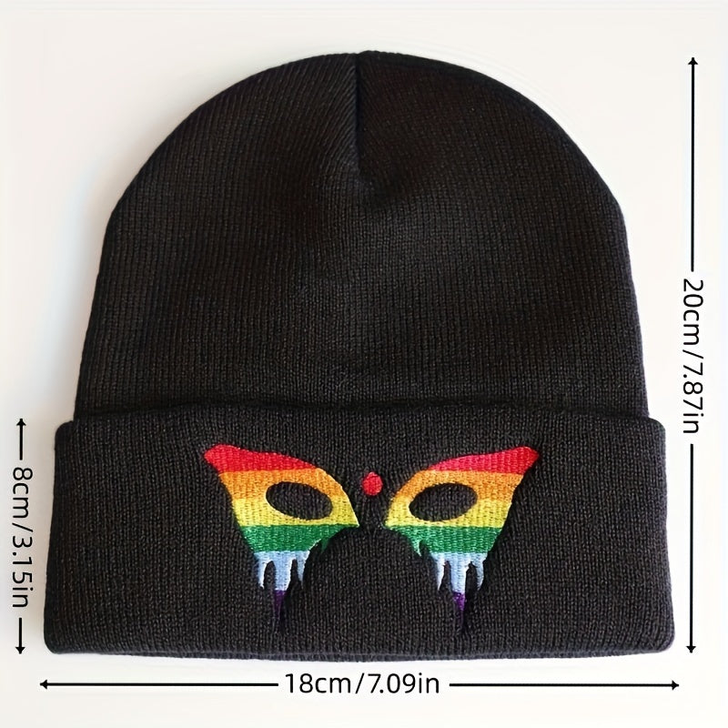 Butterfly Embroidered Beanie Hat Skull Cap Coldproof Knit Hats