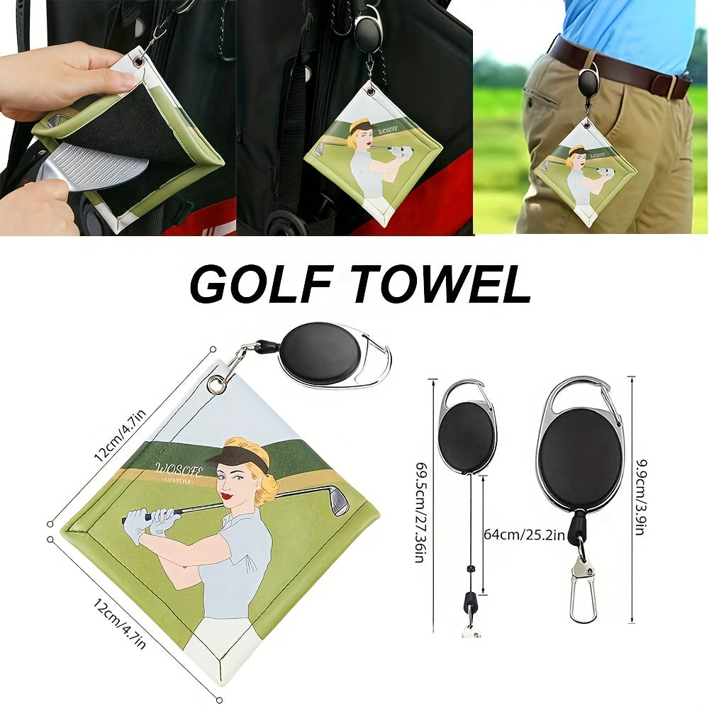 Portable Golf Club Towel Wipe Double-sided Microfiber Ball Towel Cleaning Tool