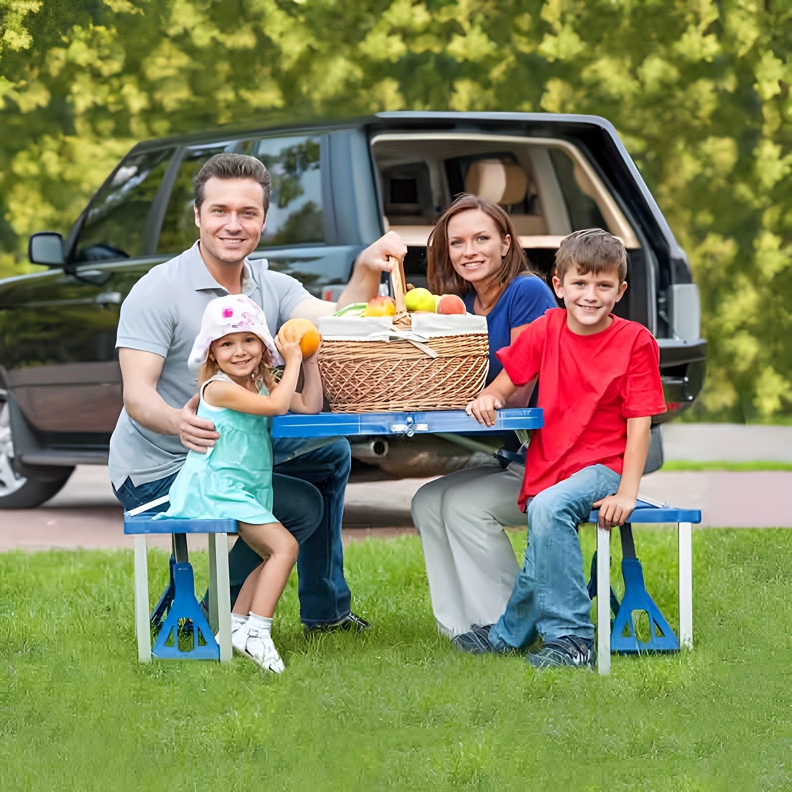Portable Plastic Folding Table and Stool Set for Outdoor Camping