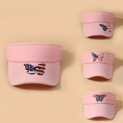 Butterfly Visor Hat Independence Patriotic Cap For Women