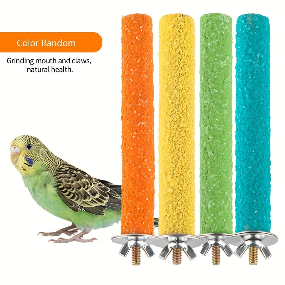 Natural Wood Parrot Perching Station with Molar Stick and Claw Grinding Perches