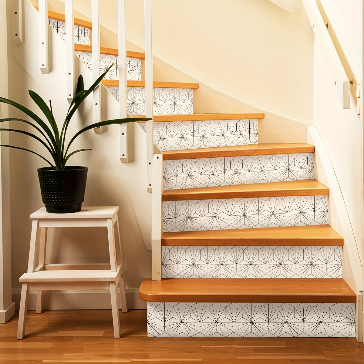 7pcs Tile Printed Waterproof Stair Sticker Moisture-proof Wallpaper