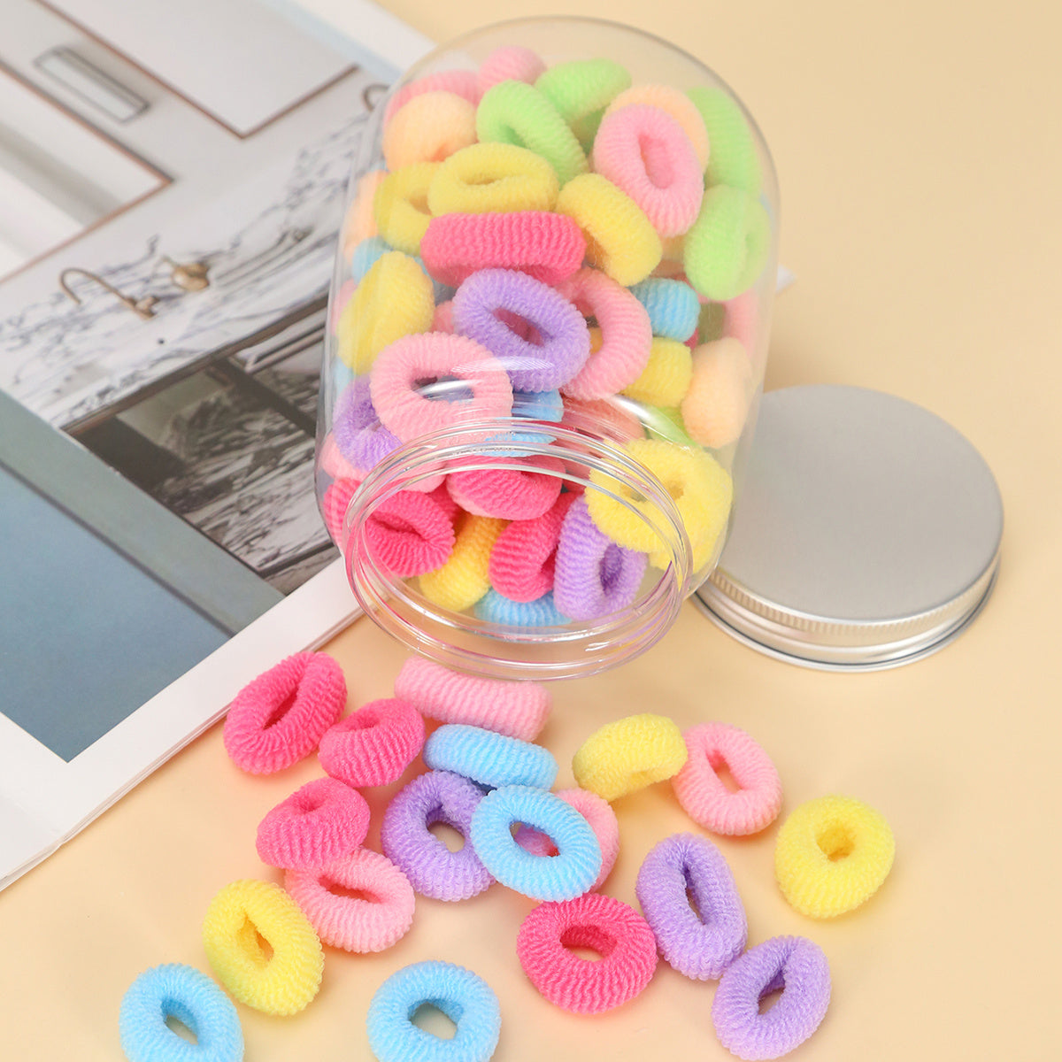 100pcs Candy Seamless Hair Elastics Ties Ponytail Holder