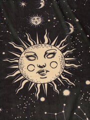 Moon & Sun Pattern Mesh Skirt Hippie Semi Sheer Skirt