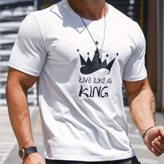 Crown & Like A King Graphic Crew Neck Tee for Men