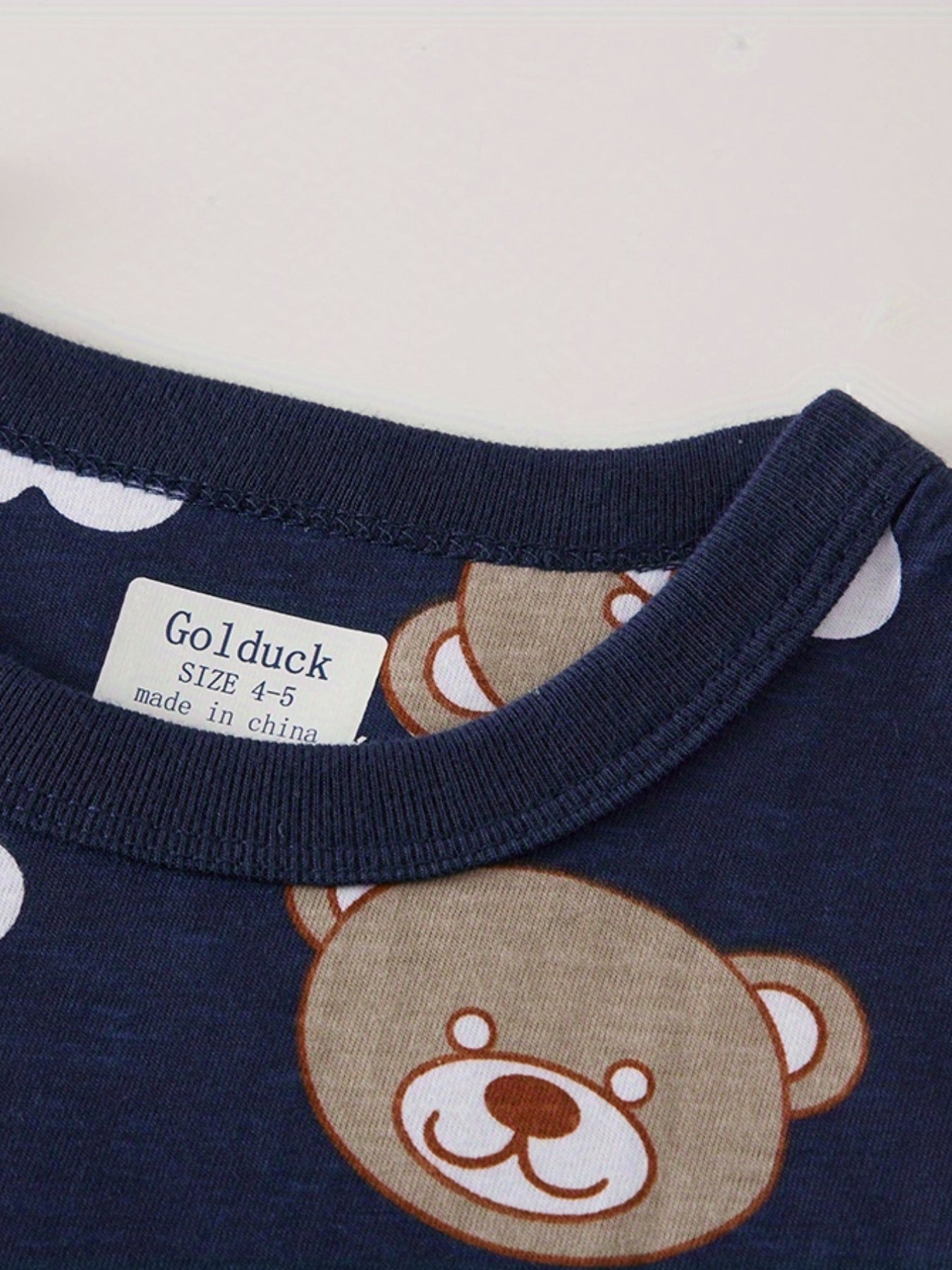 Boys Bear & Heart Cotton Pajamas Set Short Sleejsones Tops & Bottoms