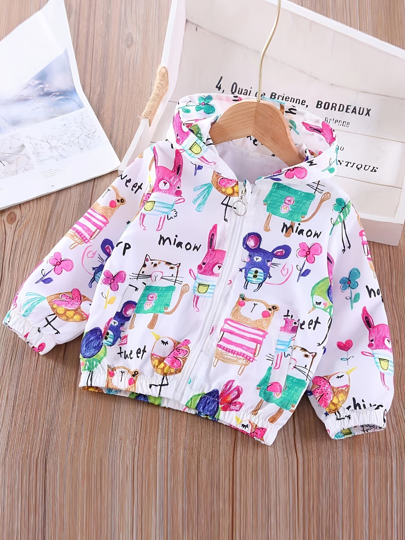 Toddler Girls Cartoon Animals Hooded Jacket Zipper Coat