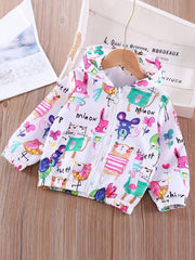 Toddler Girls Cartoon Animals Hooded Jacket Zipper Coat