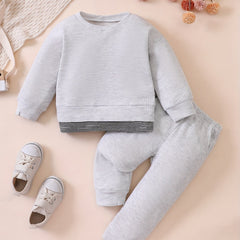 Kids Spring Autumn Knitted Outfit Top Pants Loose Sports Set