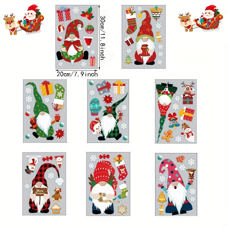 Christmas Window Clings Gnome Snowflake Stickers Decals for Glass