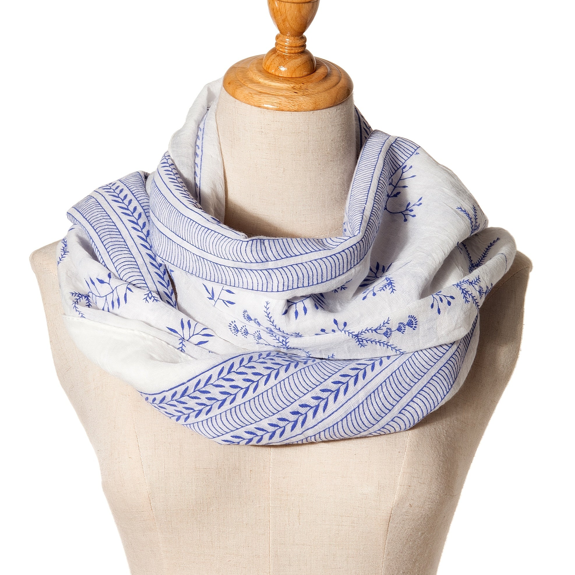 Linen Floral Print Scarf Head Wrap Women Neck Scarf Outdoor Hijab