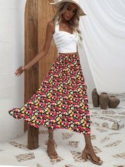 Boho Floral A Line Skirt High Waist Women's Clothing
