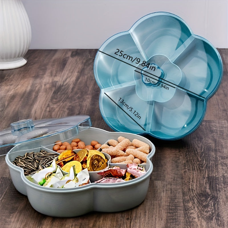 Flower-Shaped Snack Tray with Lid Divided Container