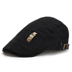 Men's Vintage Leather Beret with Iron Buckle