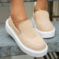 Women's Solid Platform Sneakers Slip On Outdoor Shoes Low Top Comfortable