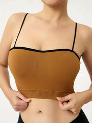 Colorblock Trim Cami Crop Top Slim Fit Spaghetti Strap Lingerie