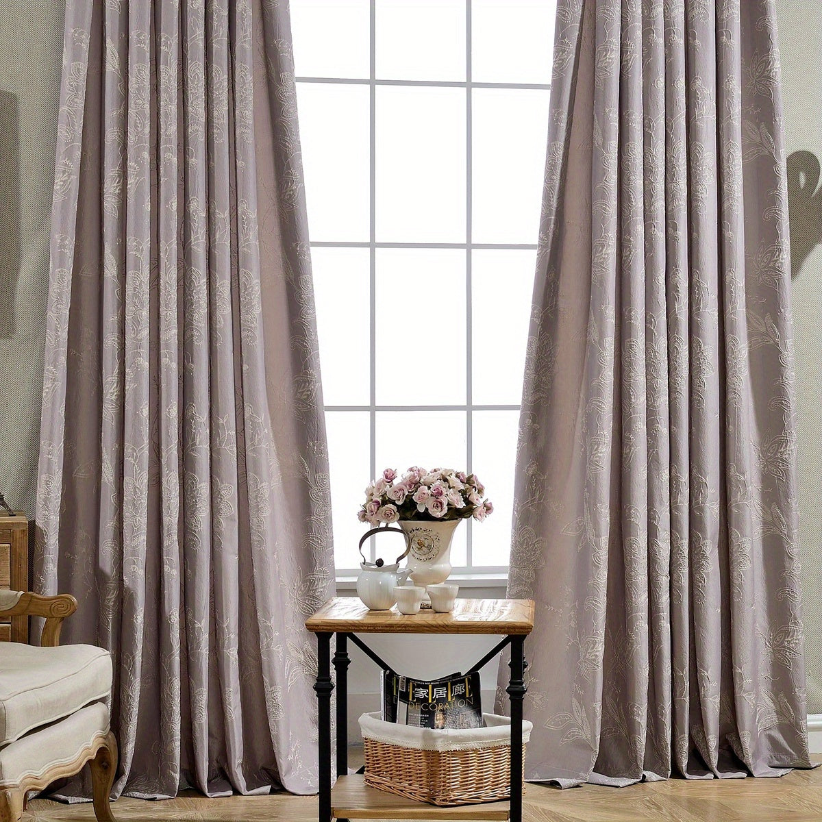 American Flower Jacquard Curtain for Stylish Home Decor